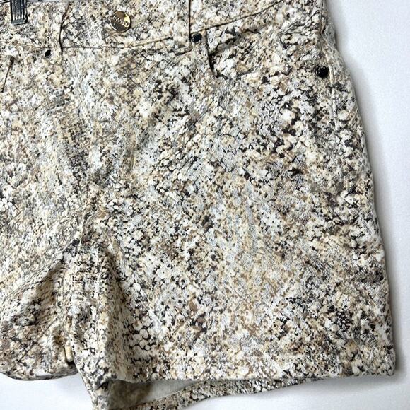 Express Midi High Rise Stretch Metallic Snake Print Shorts 00 - Picture 2 of 8